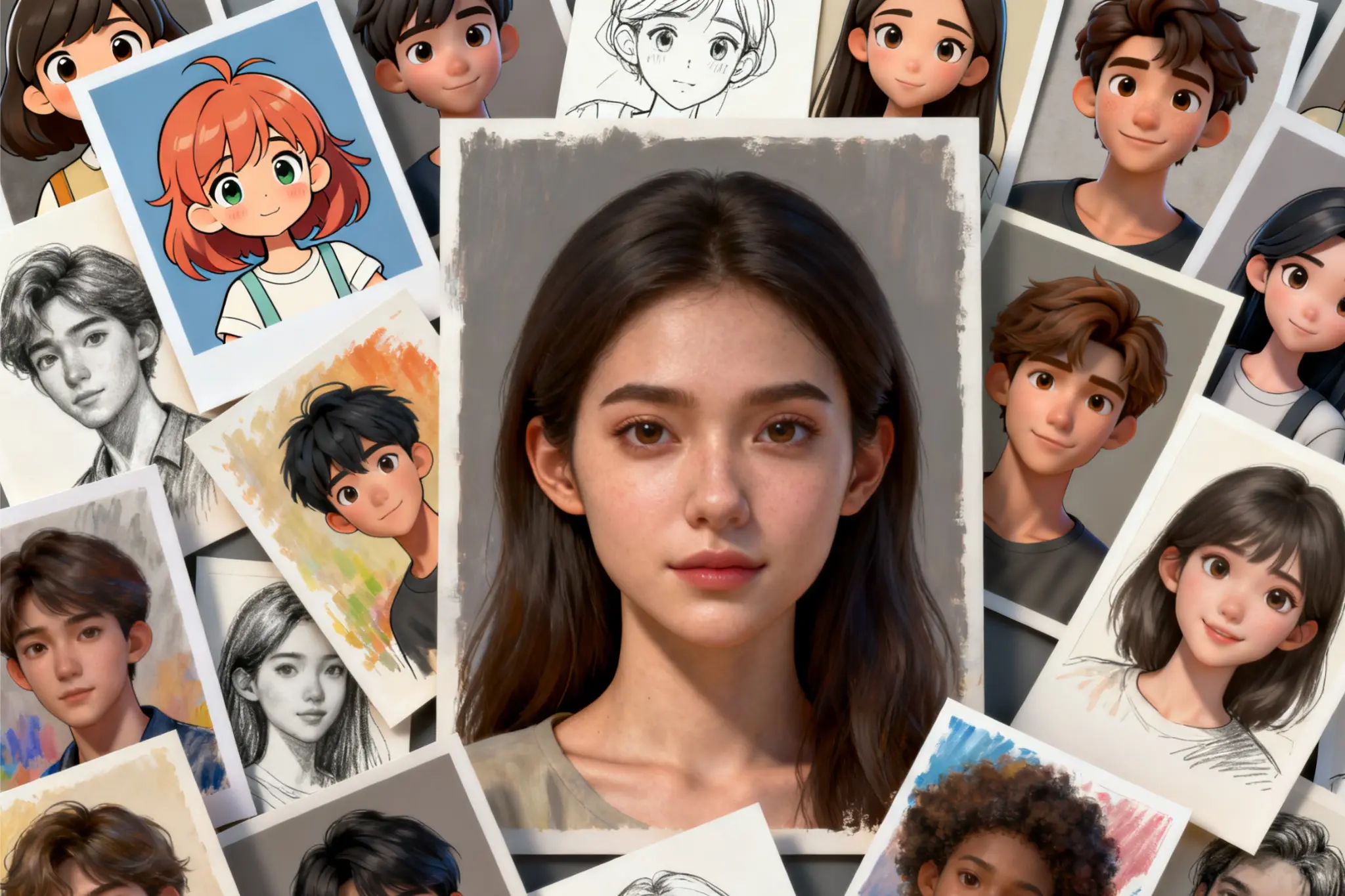 AI portraits in multiple styles like studio,anime,3D